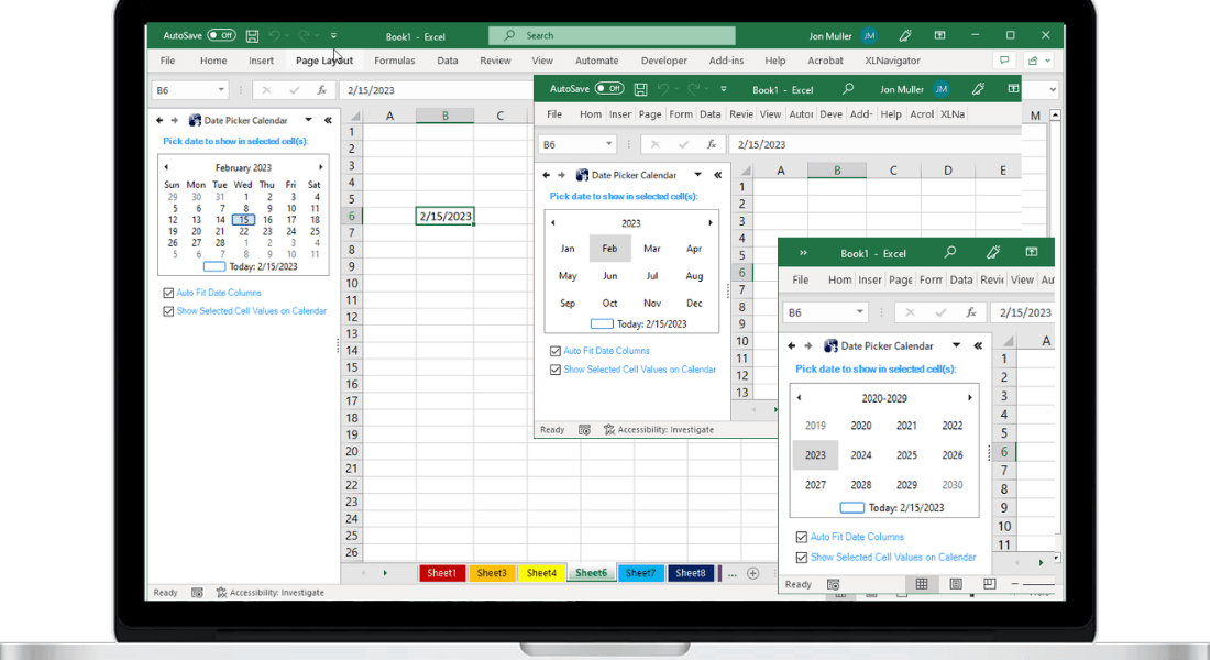 XLNavigator Date Picker Calendar for Excel